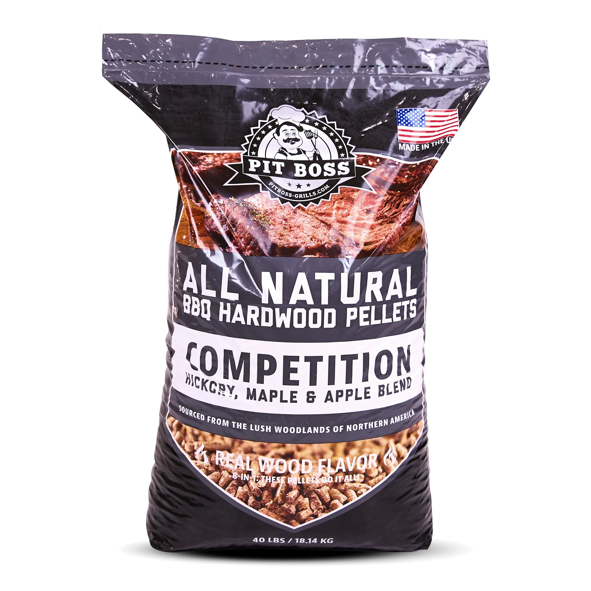 Pit Boss 100% All-Natural Hardwood Competition Blend BBQ Grilling Pellets, 40 Pound Bag