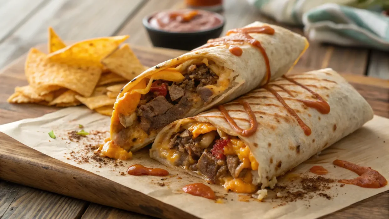 Grilled Cheese Burrito Sliced Open